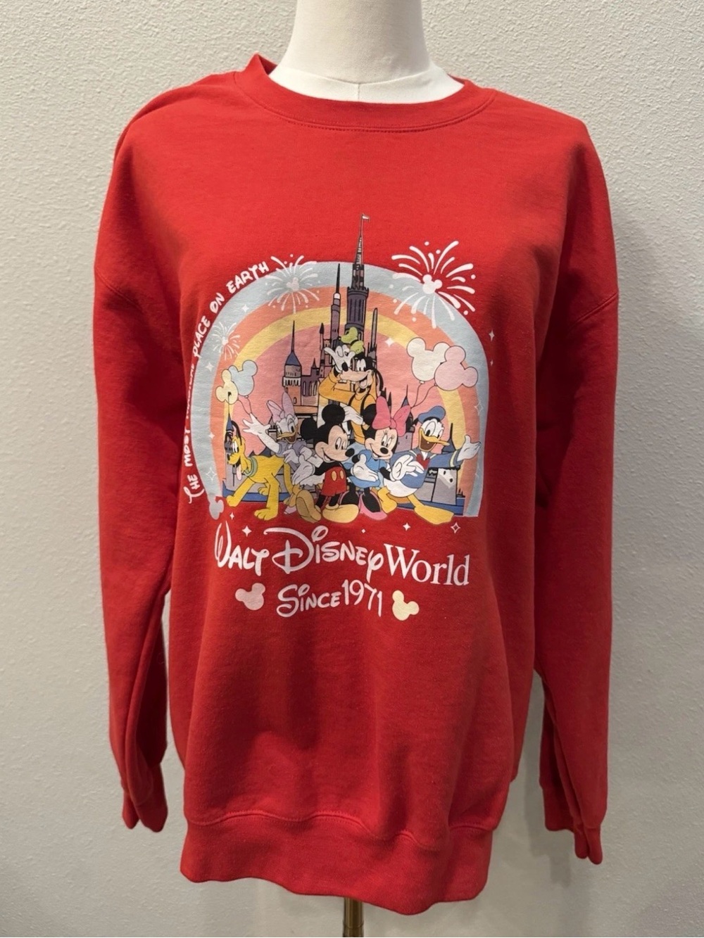 Walt Disney World Red Graphic Crewneck Sweatshirt
